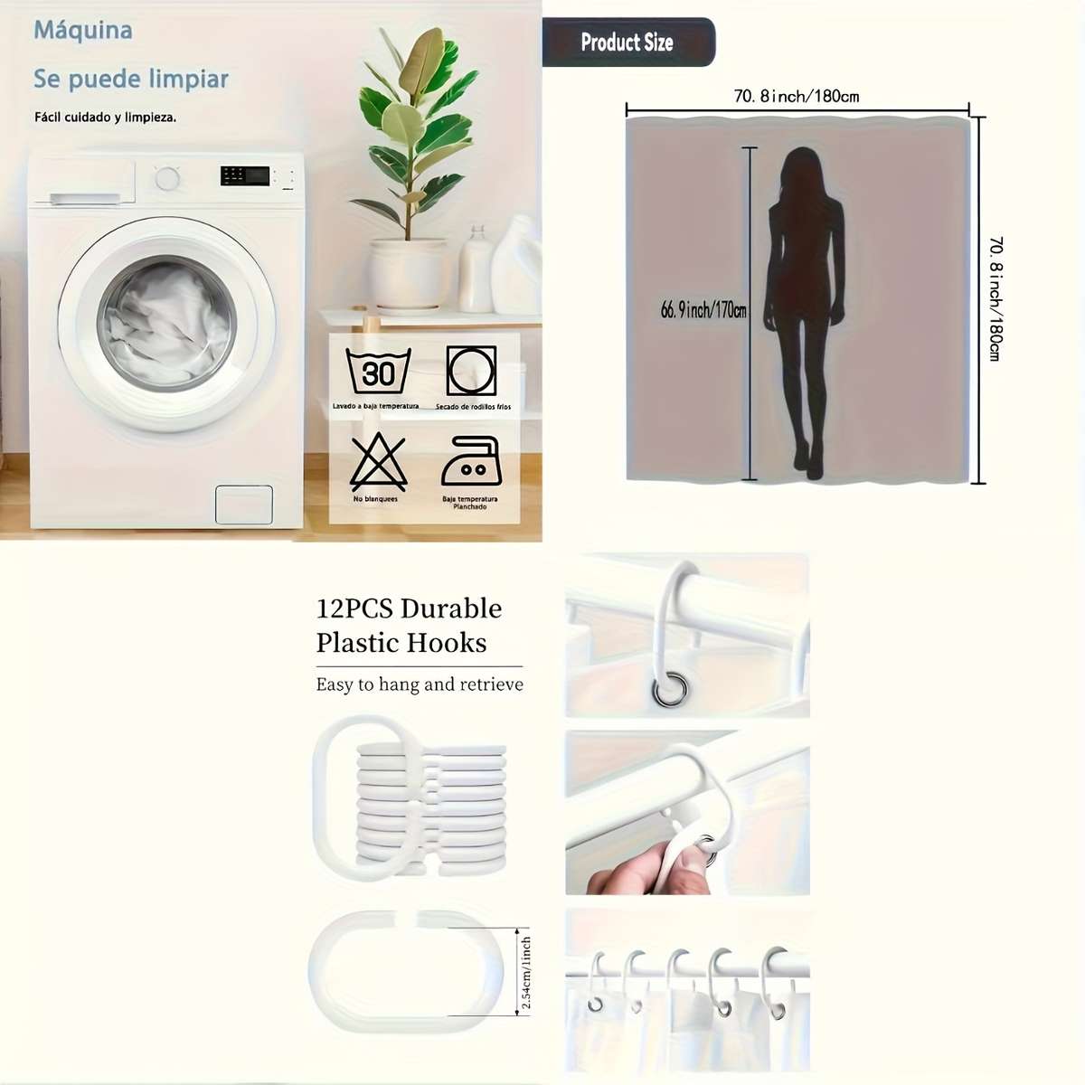 Waterproof Shower Curtain Color Polychrome Size 180X180 180.01Cm*180.01Cm
