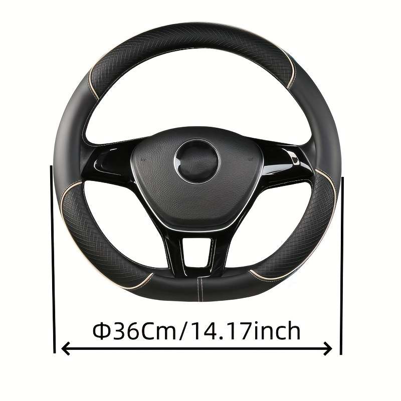 Car Steering Wheel Cover Small Black Beige (D Shape)