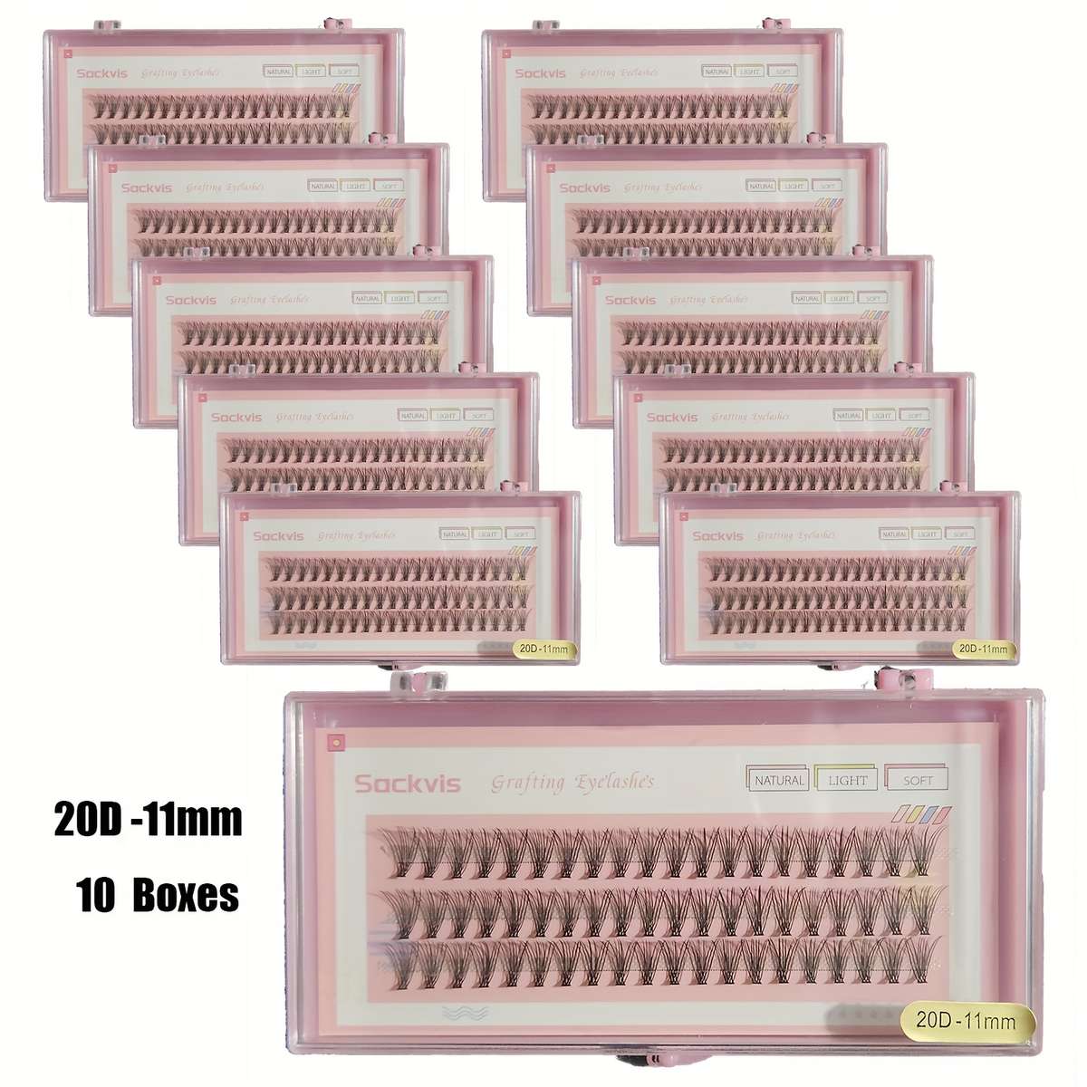 Natural Wispy Individual Lashes Model 20d 12mm 10 Boxes 14mm