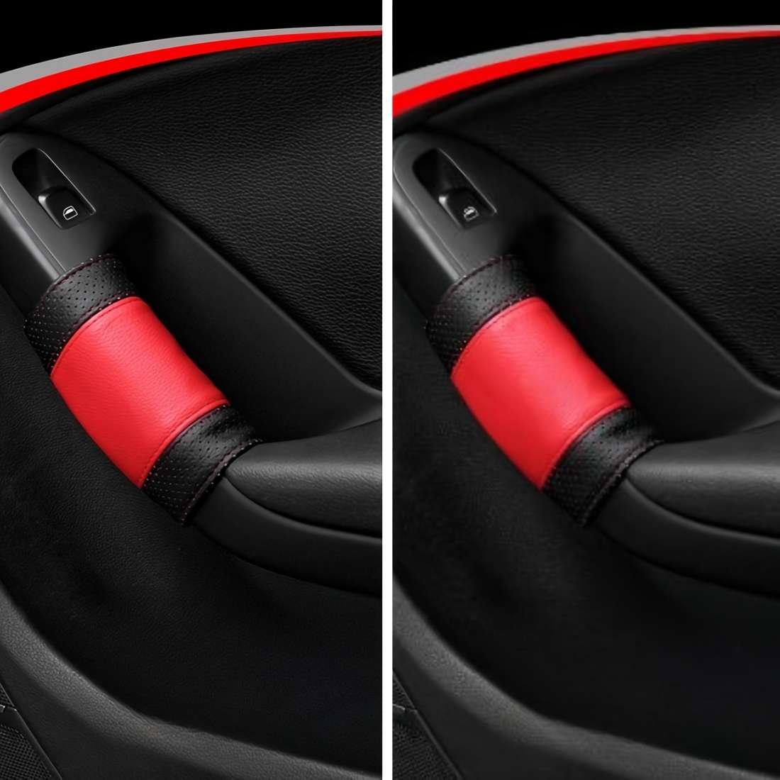 Car Interior Decor Color Black And Red 2Pc