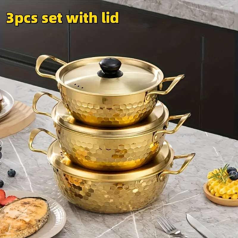 3Pcs Industrial Set Individual Korean Stainless Steel Ramen Daily Use
