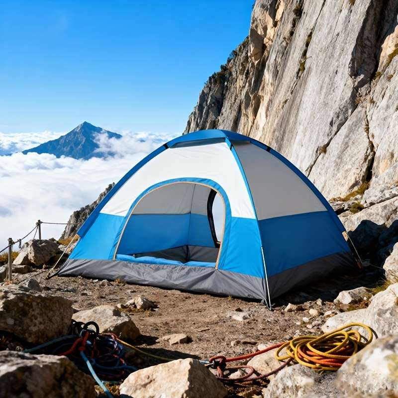 Premium Dome Shaped Matched One Room Two Door Tent Can Be Thrown Opened Co Blue