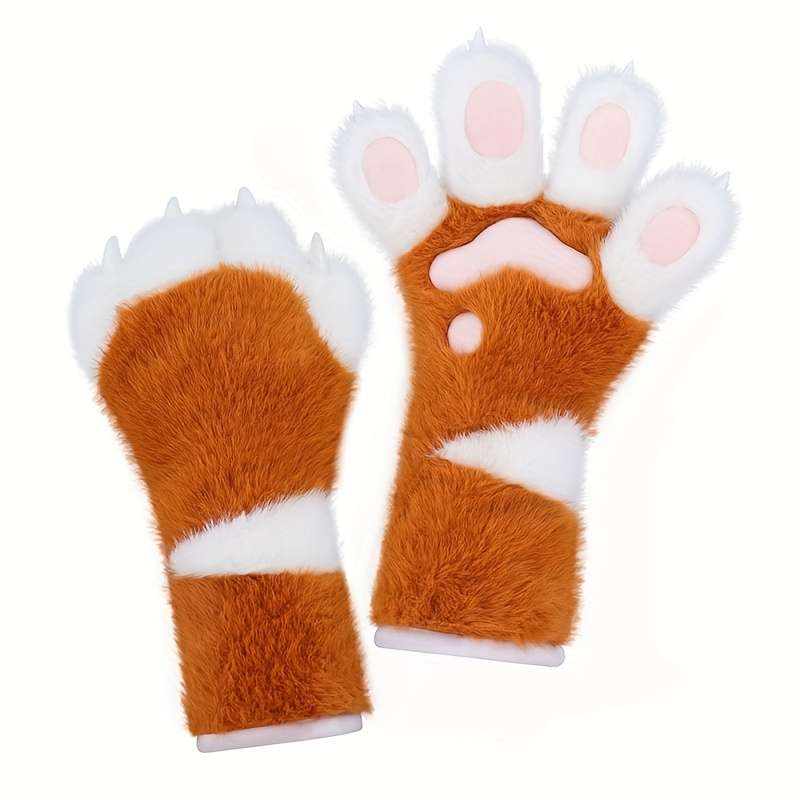 Winter Gloves Color Orange White