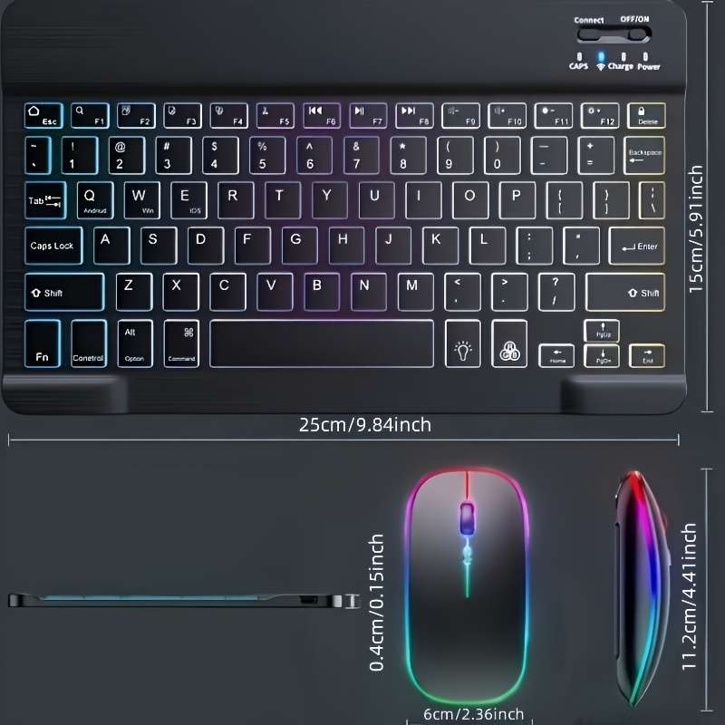 2-Piece Wireless Backlit RGB Keyboard And Mouse Set White