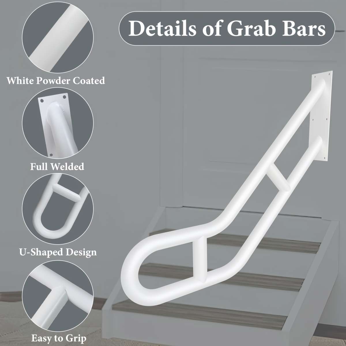 Handrail Color Curved White  2 Pack