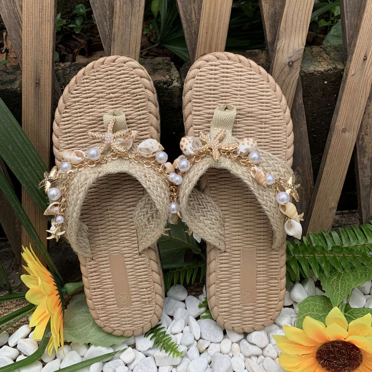 Ladies Summer Flip Flops Apricot Uk 7