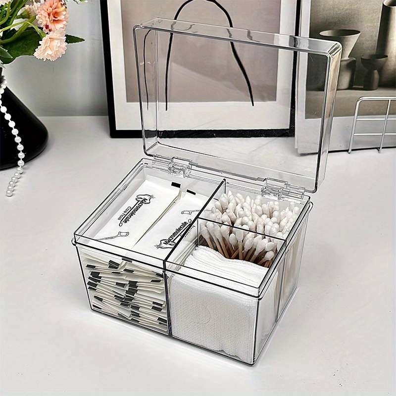Antibacterial Box 1Pctransparent 3Grid Storage Box