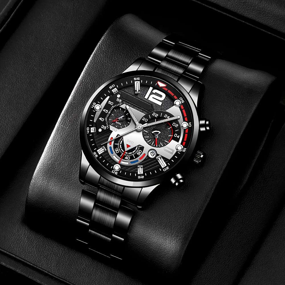 3Pcs Men Fashion Business Quartz Watch Practical Multi Function Wallet Items