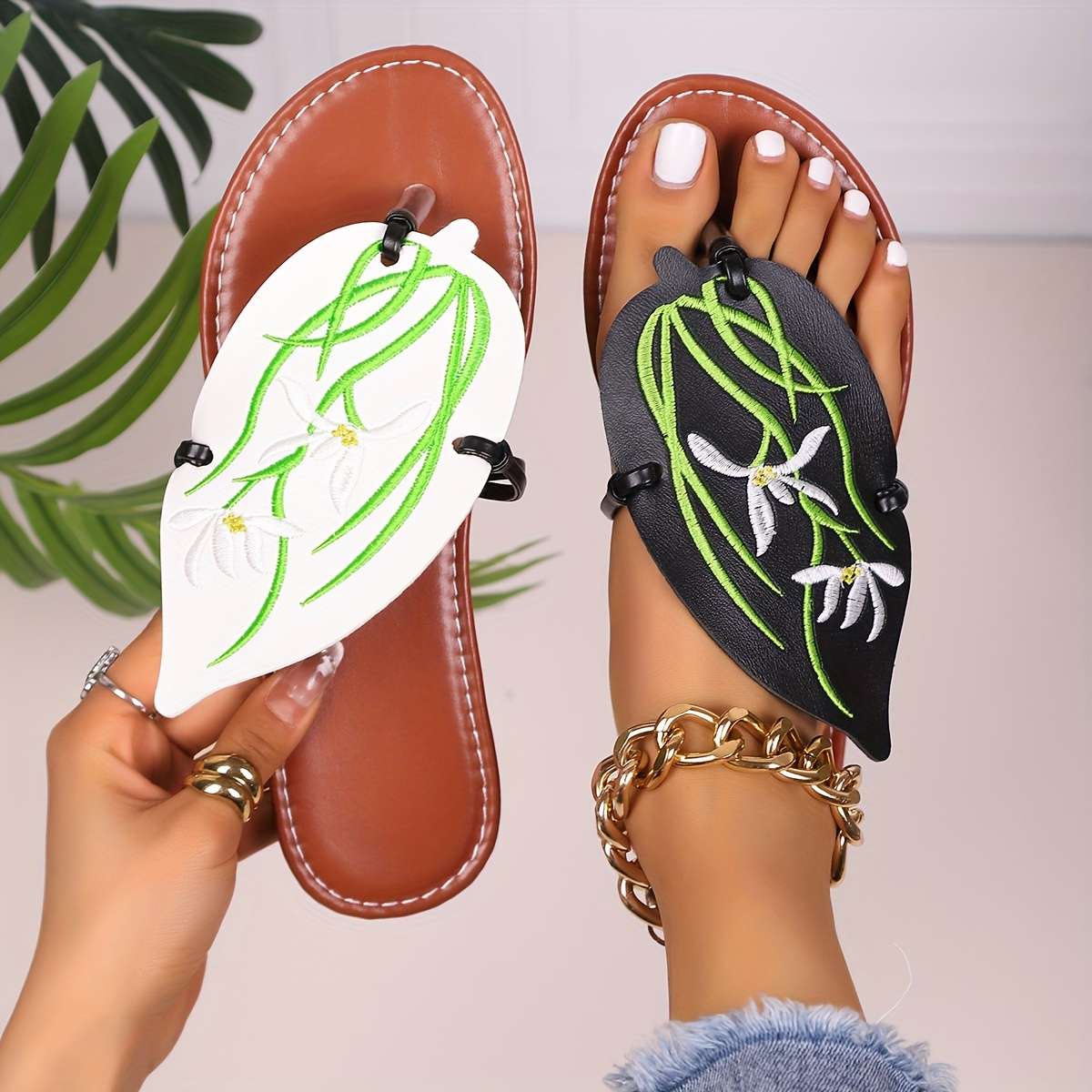 Ladies Summer Flip Flops Black And White Orchid Uk 9
