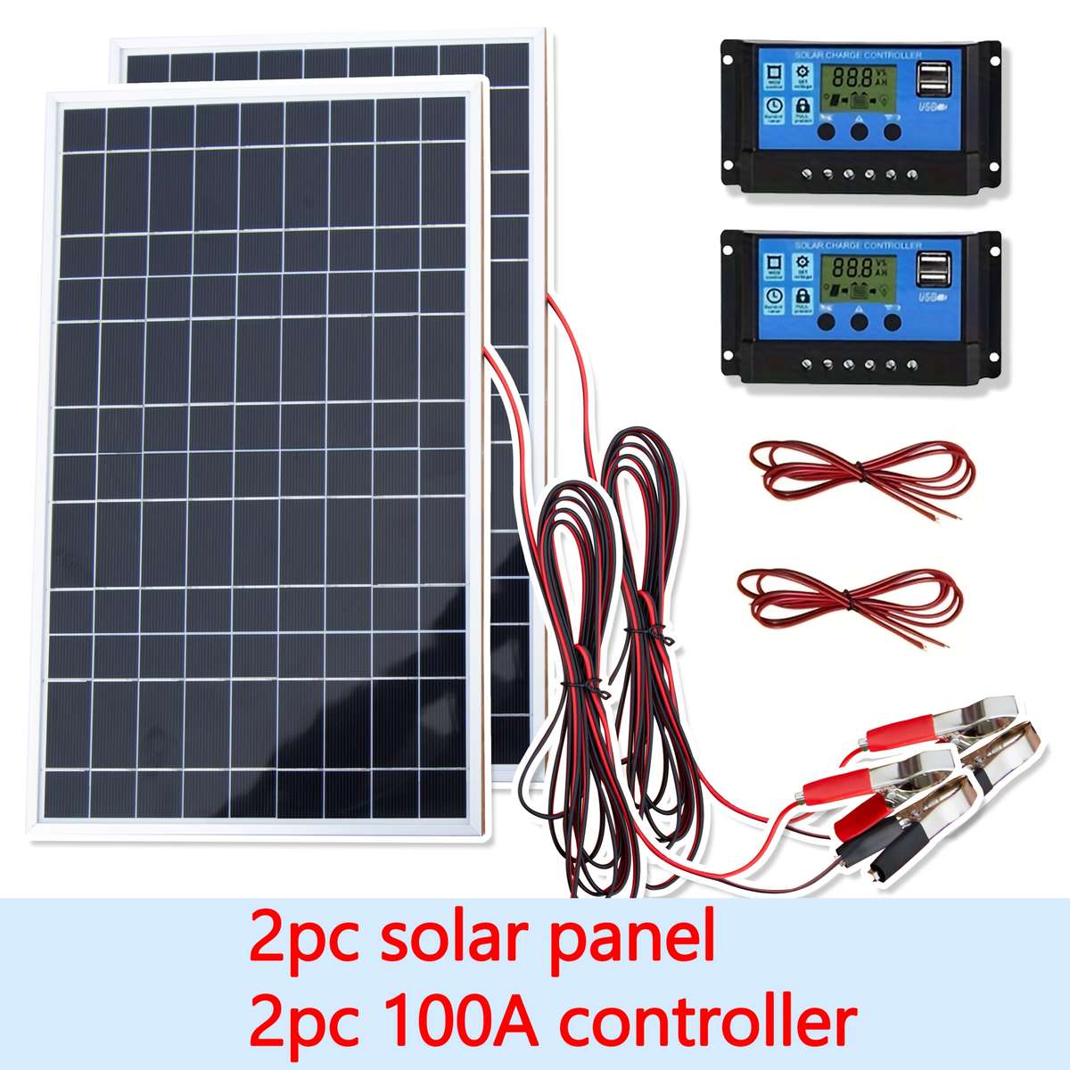 Solar Panel 2Pcs Board Add 2Pcs 80A Controller