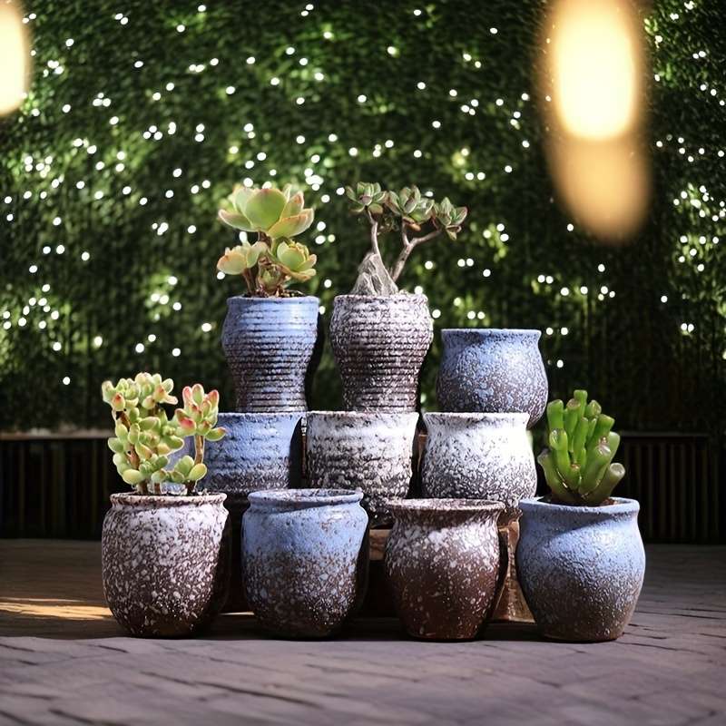 Flowerpot Color 10Pcs Snowflake Succulent Flower Pots Without Plants