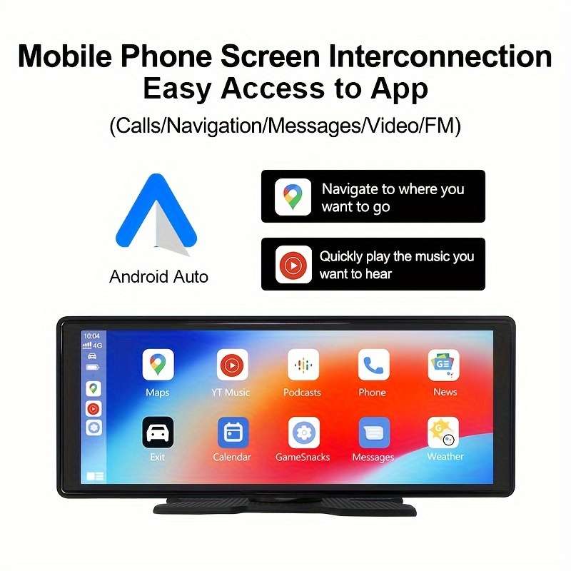 Inch Car Stereo With Android Auto Smartphone Screen Interconnection Plug In