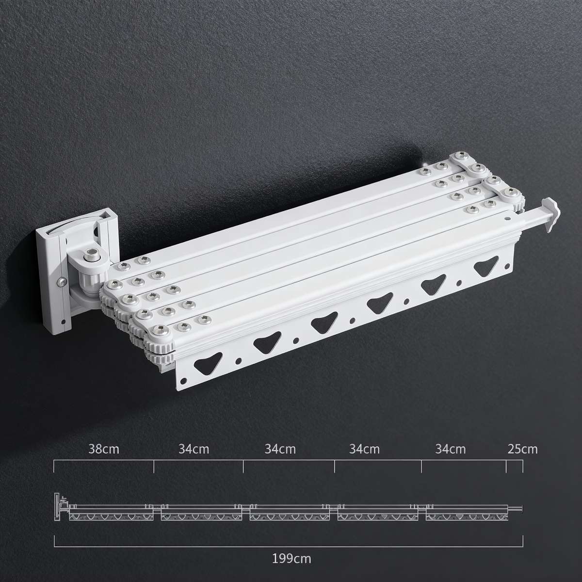 Three Fold Four Section Foldable Telescopic Clothes Hanger