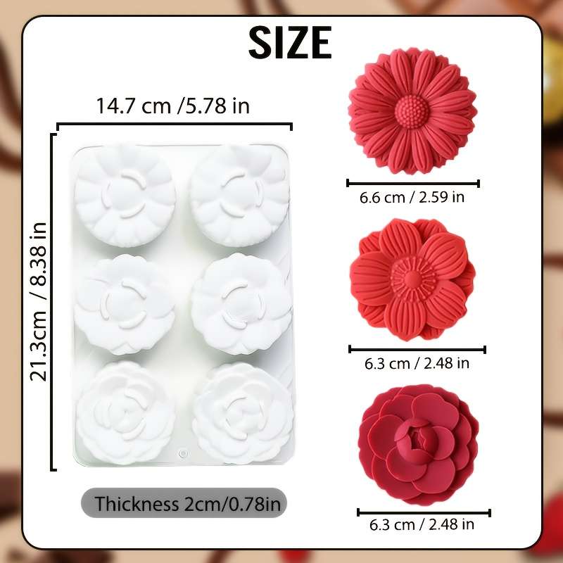 Suitable For Baking Molds Color 6 Different Flowers White