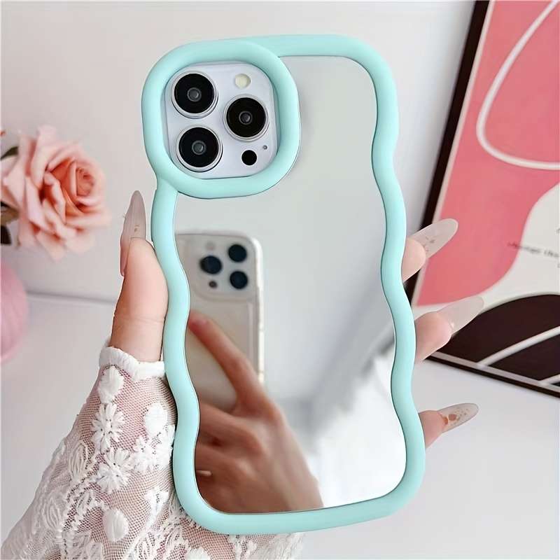 1Pc Light Green For iPhone 16 Plus Makeup Mirror Phone Case