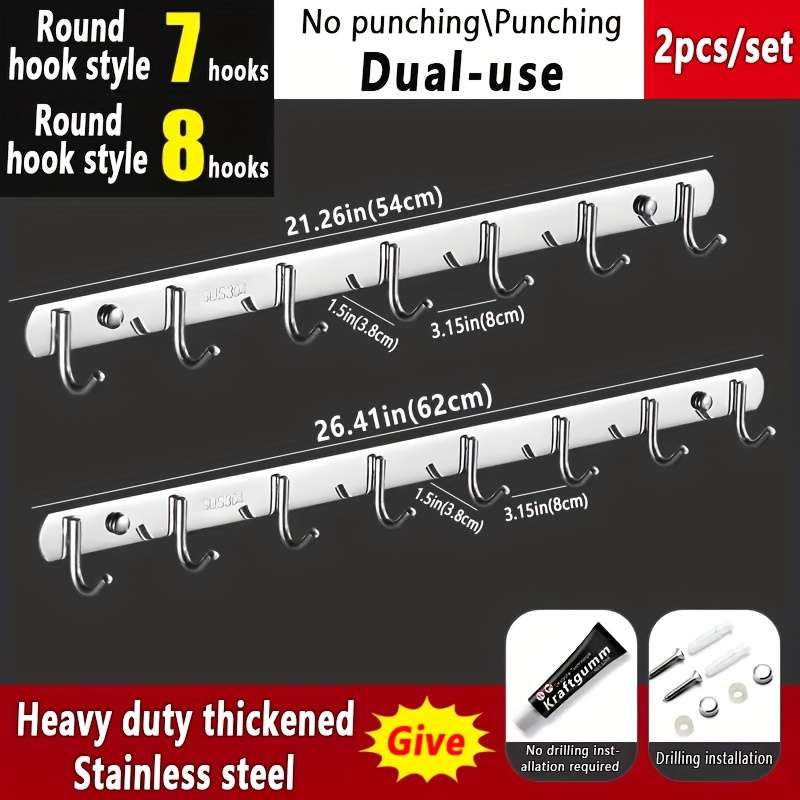 Hook Upmodel 2Pcs 7 Hooks Add 8 Hooks Items Circle Hook Heavy Duty Hook