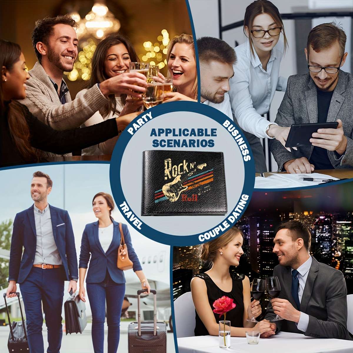 Men'S Faux Leather Bifold Wallet With Crocodile Patternrock N' Roll Retro Style Compact