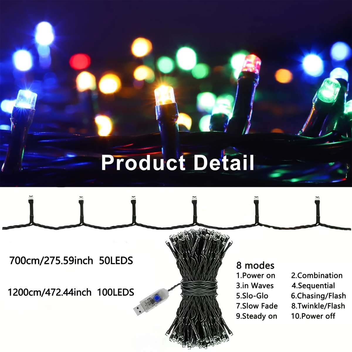 String Lights Color Colored Light Size7M 22.96Ft