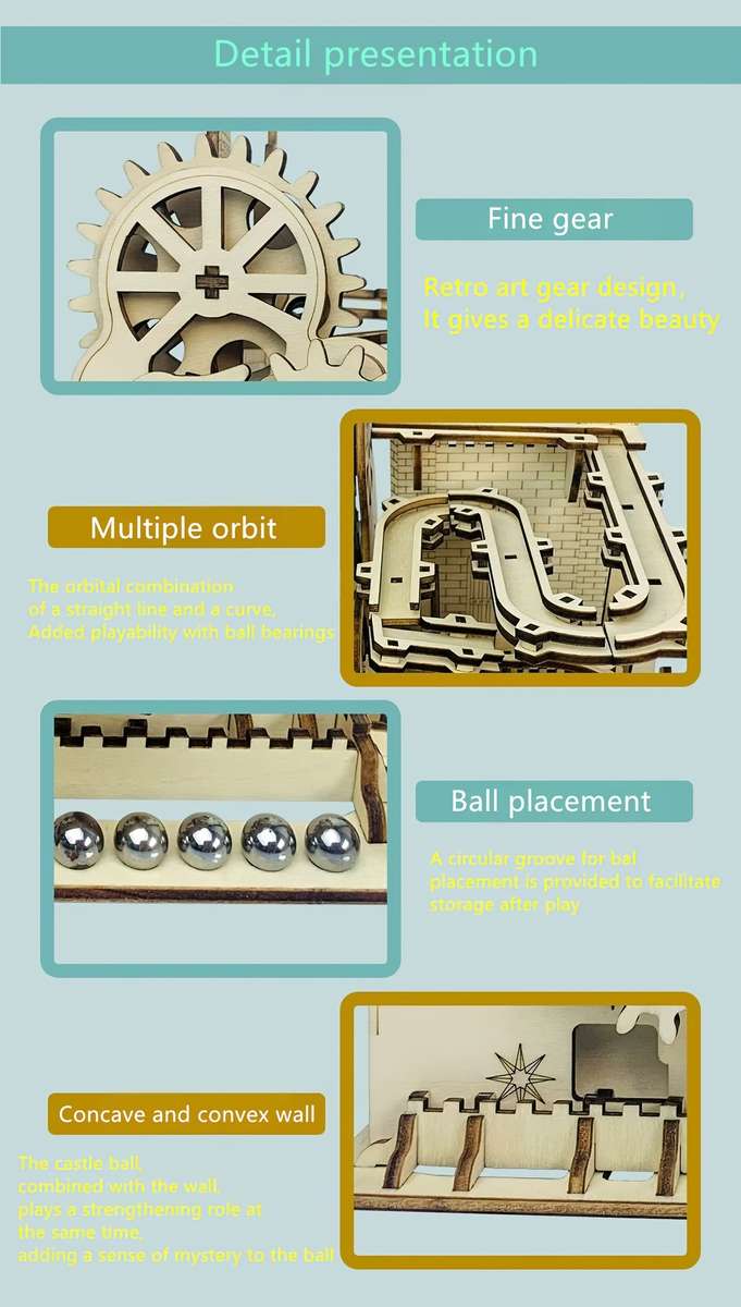 3D Building Model Puzzle Set Items Castle Track Ball
