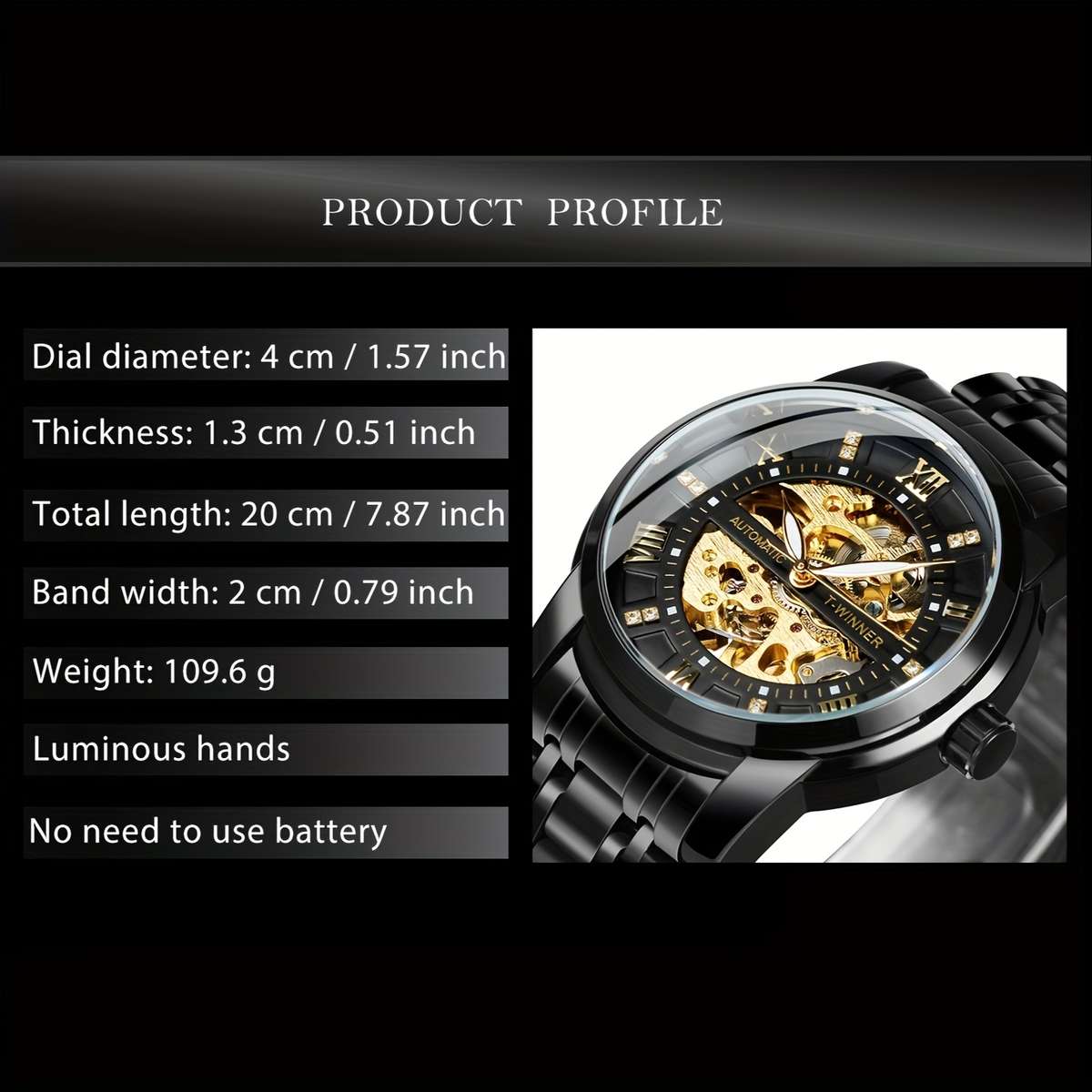 Luxury Men Luxury Golden Skeleton Automatic Mechanical Watch Luminous