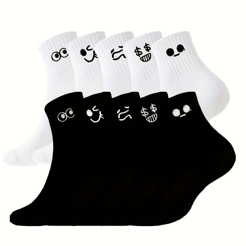 5 Pairs Black One Size High Elastic Socks
