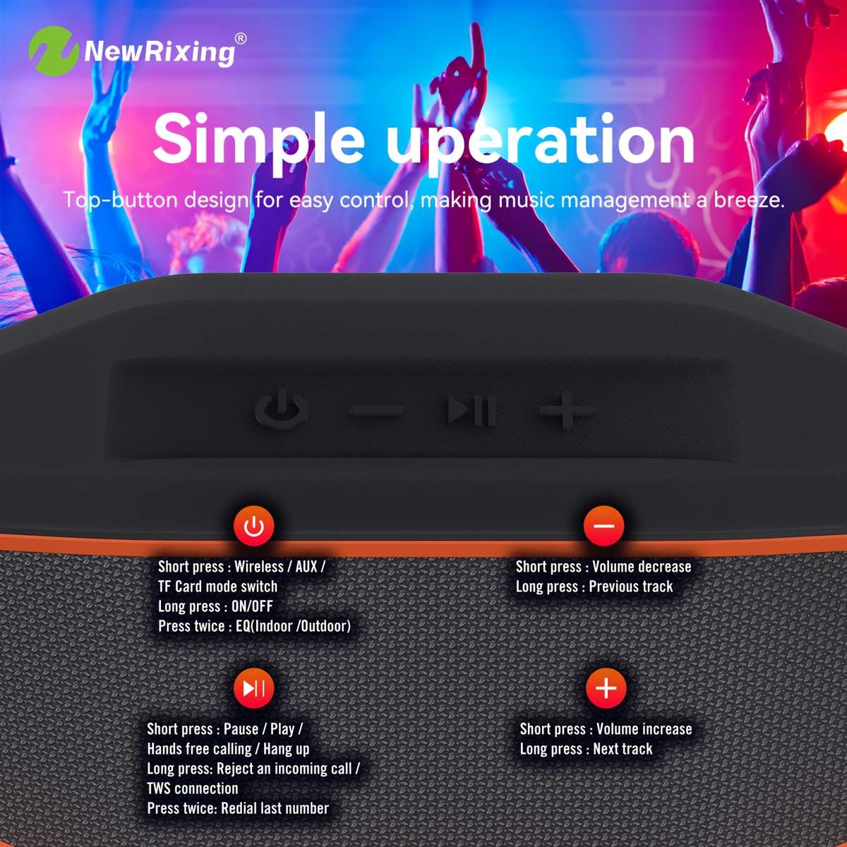 Deluxe Wireless Connectivity Support Newrixing Ipx7 Speaker, Portable For
