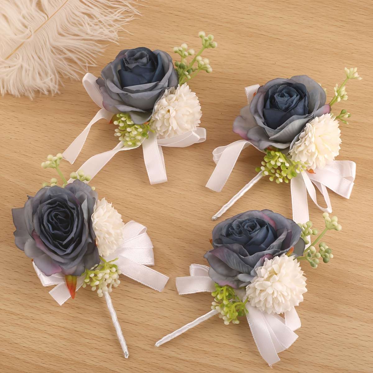 Wedding Supplies Color 4Pcs Navy Blue Lapel Flowers