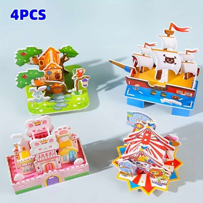 Building Toy Architectural Model Toy Set Style 4Pccs Castle Style