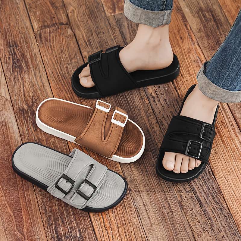 Men Slippers Summer Style Black Size Uk 7