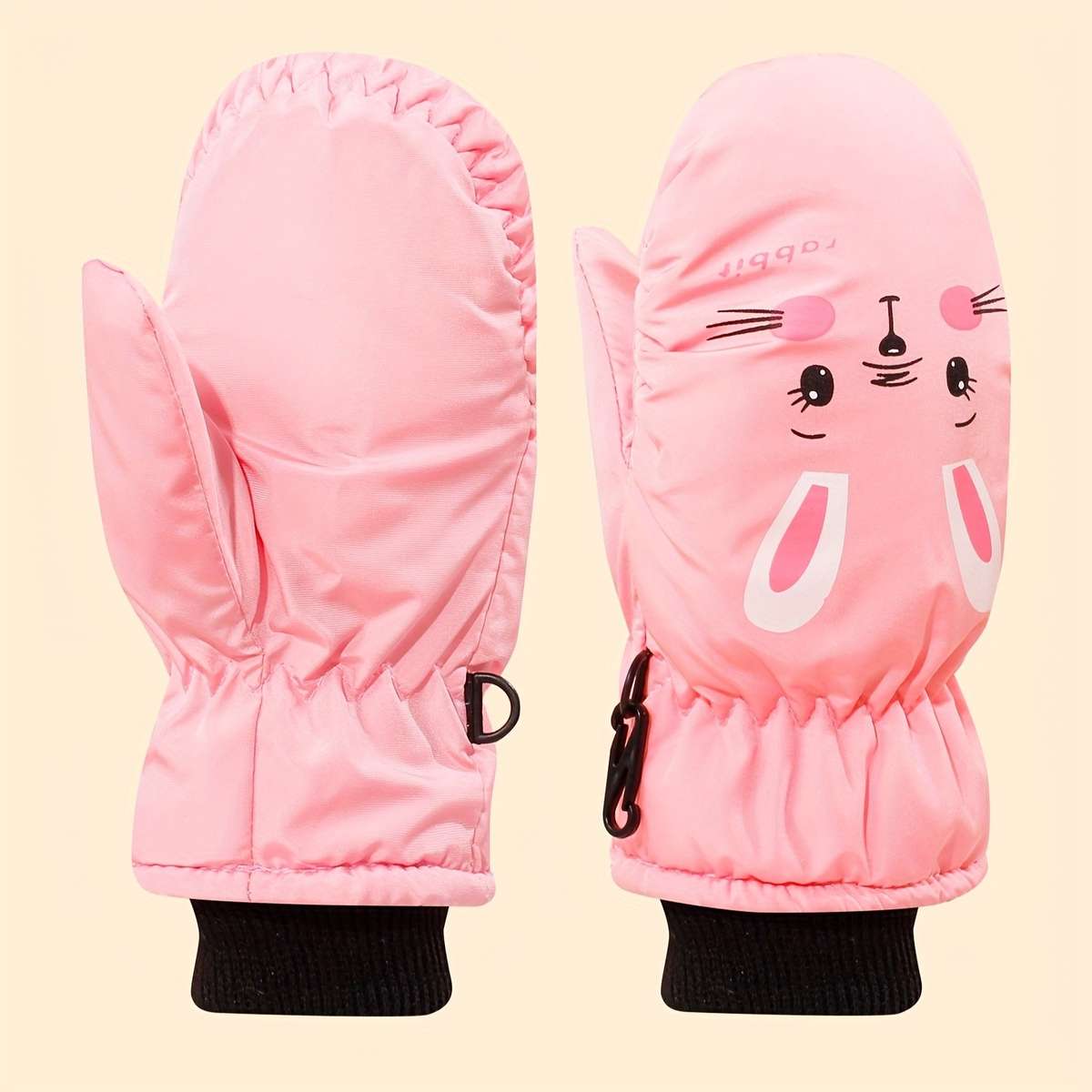 Winter Gloves Color Pink Snowman To Large Size 4 To 6Y