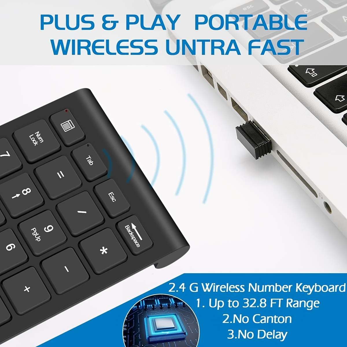 Wireless Numeric Keypad Silvery Black
