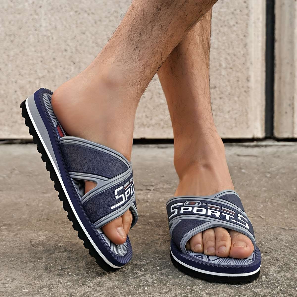 Men Slippers Summer Style Blue Size Uk 7