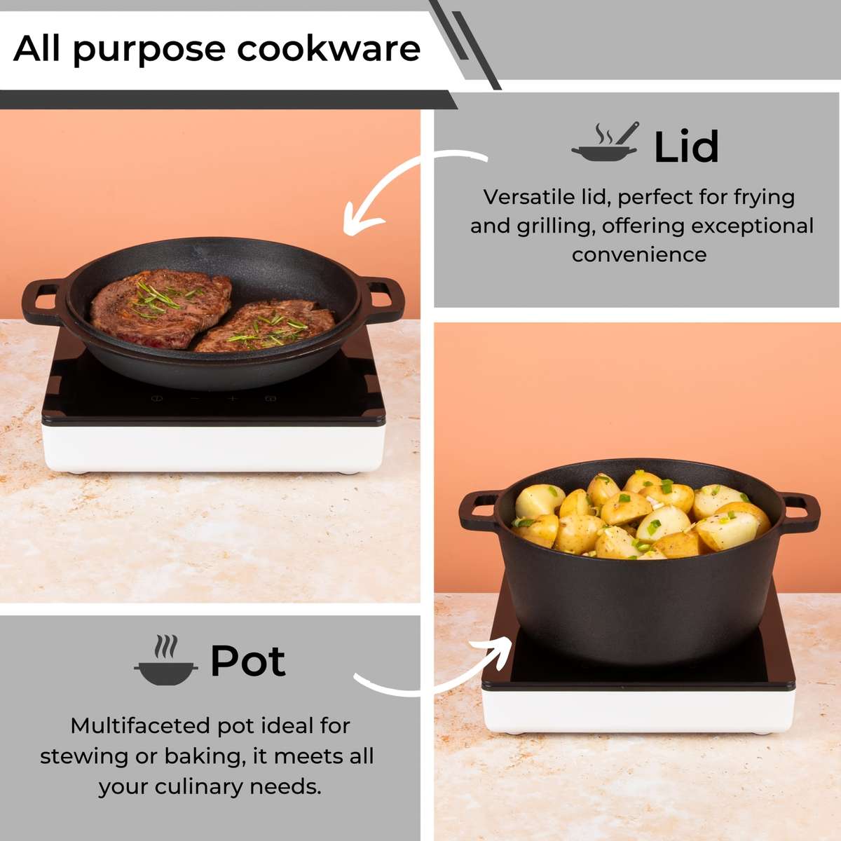 2-In-1 Pre-Curing Cast Iron Dutch Cookware