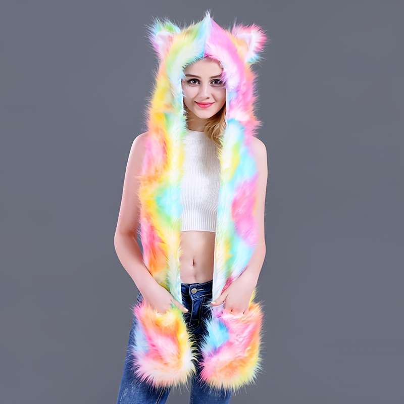 Winter Hat Color New Red And Black Soft Fox Add Tiger Pattern Size One Size