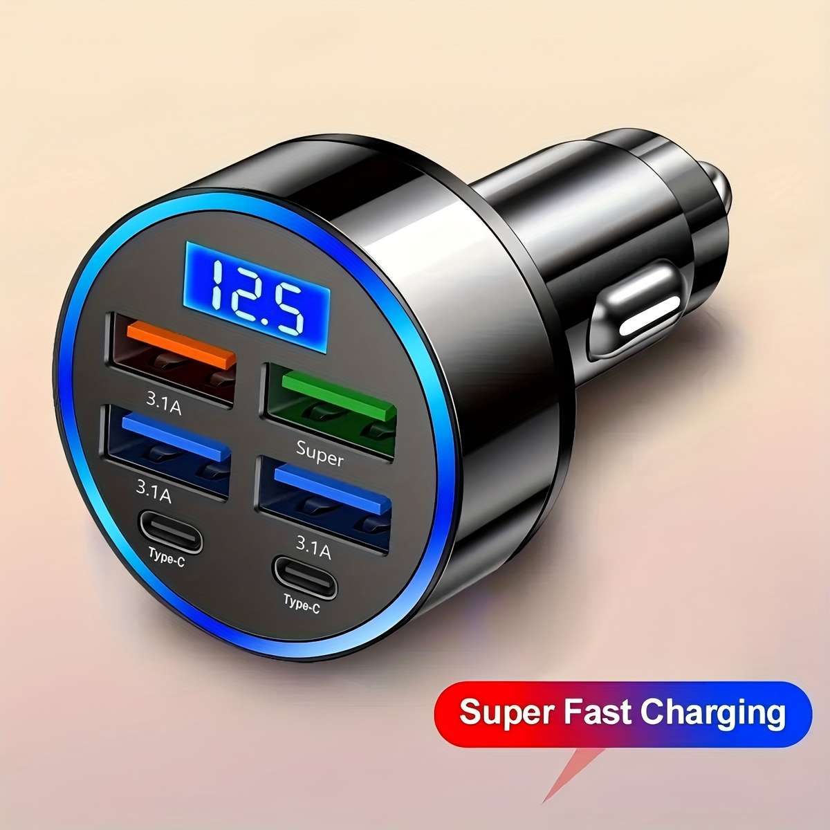 Charger Color 2Pd  Add  4Usb  Black