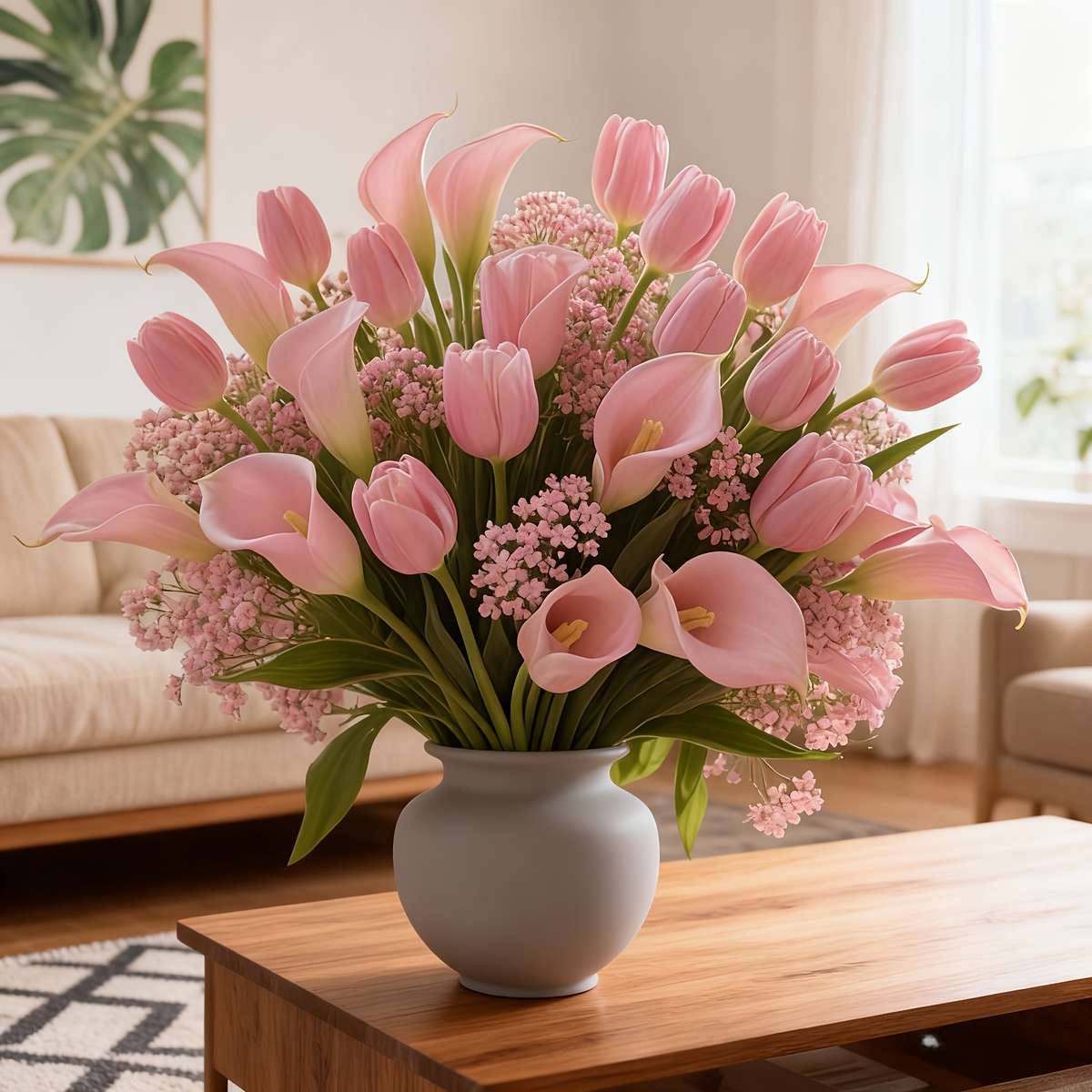 Simulated Flower Items 20Pcs Babys Breath  5Pcs Calla Lily  5Pcs Tulip