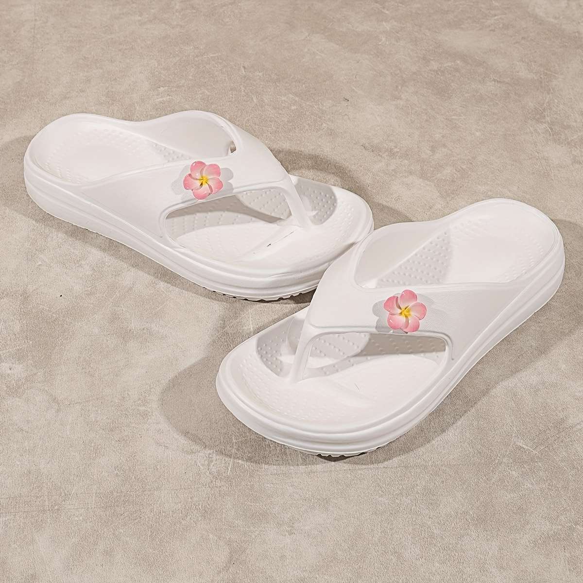 Ladies Summer Flip Flops Pink White Uk 5.5-6