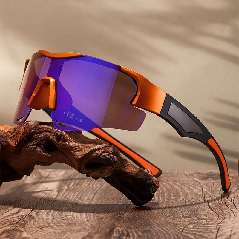 Cycling Glasses Color Orange Frame Blue Film