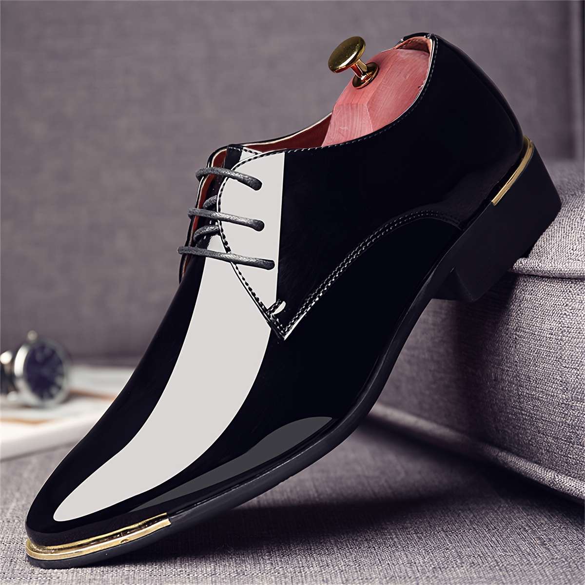 Mens Leather Shoes Color Black Sizeuk 7
