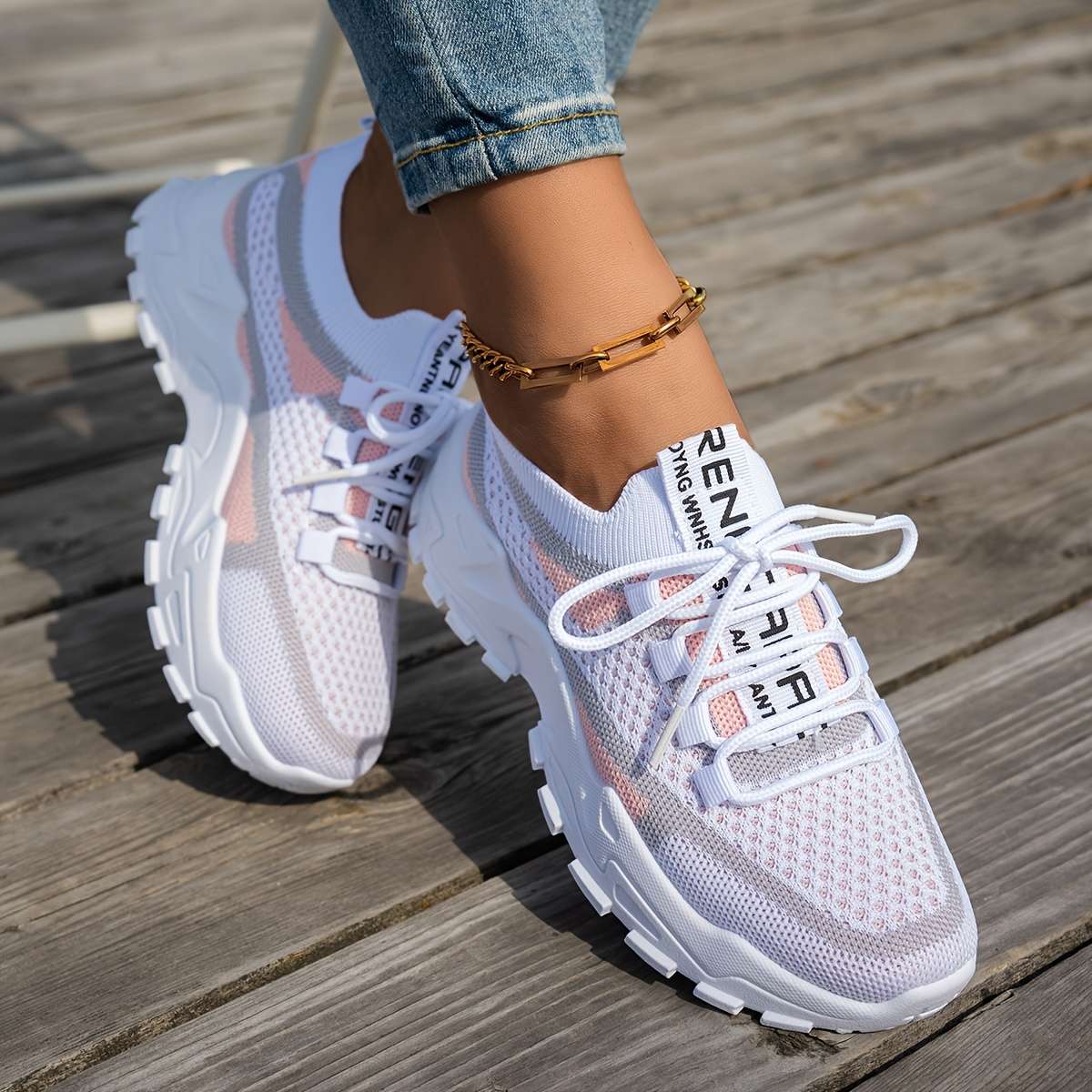 Women S Sneakers Color White Powder Gray Sizeuk 7