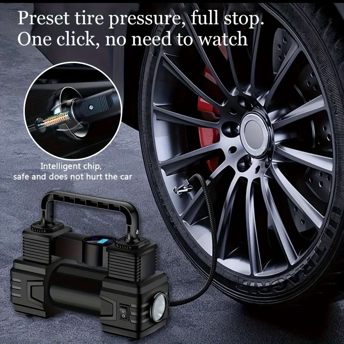 Professional Alloy Essential Powerful Compact Car Tire Inflator For Emergency
