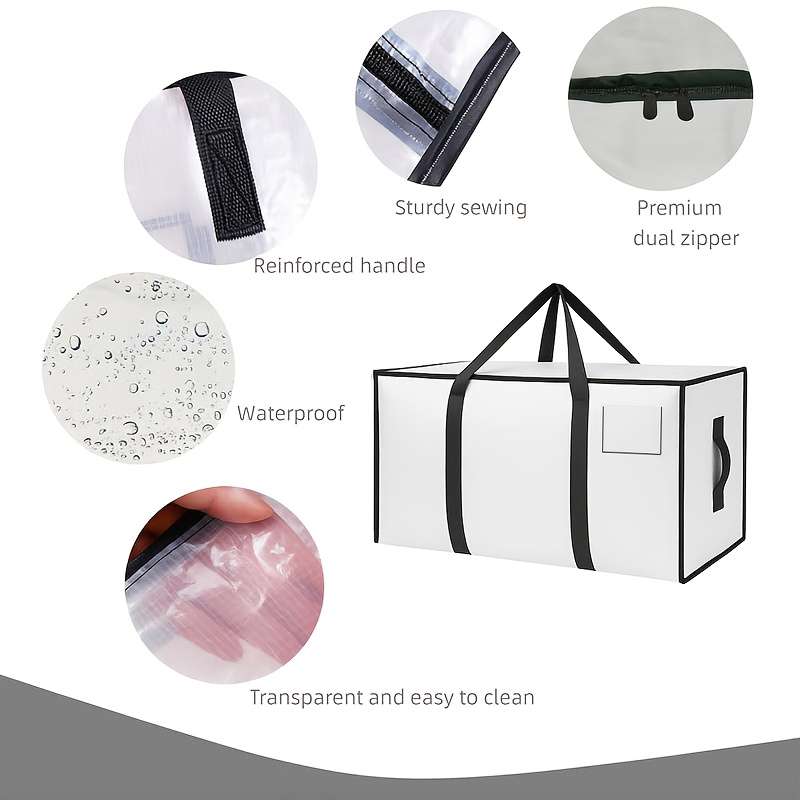 2Pcs Set 2 Extra Large Transparent Moving Bags Clothes Transparent