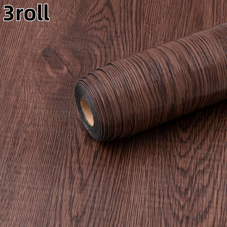 Self Adhesive Floor Stickers Dark Walnut Brown Wood Grain Color 3Roll