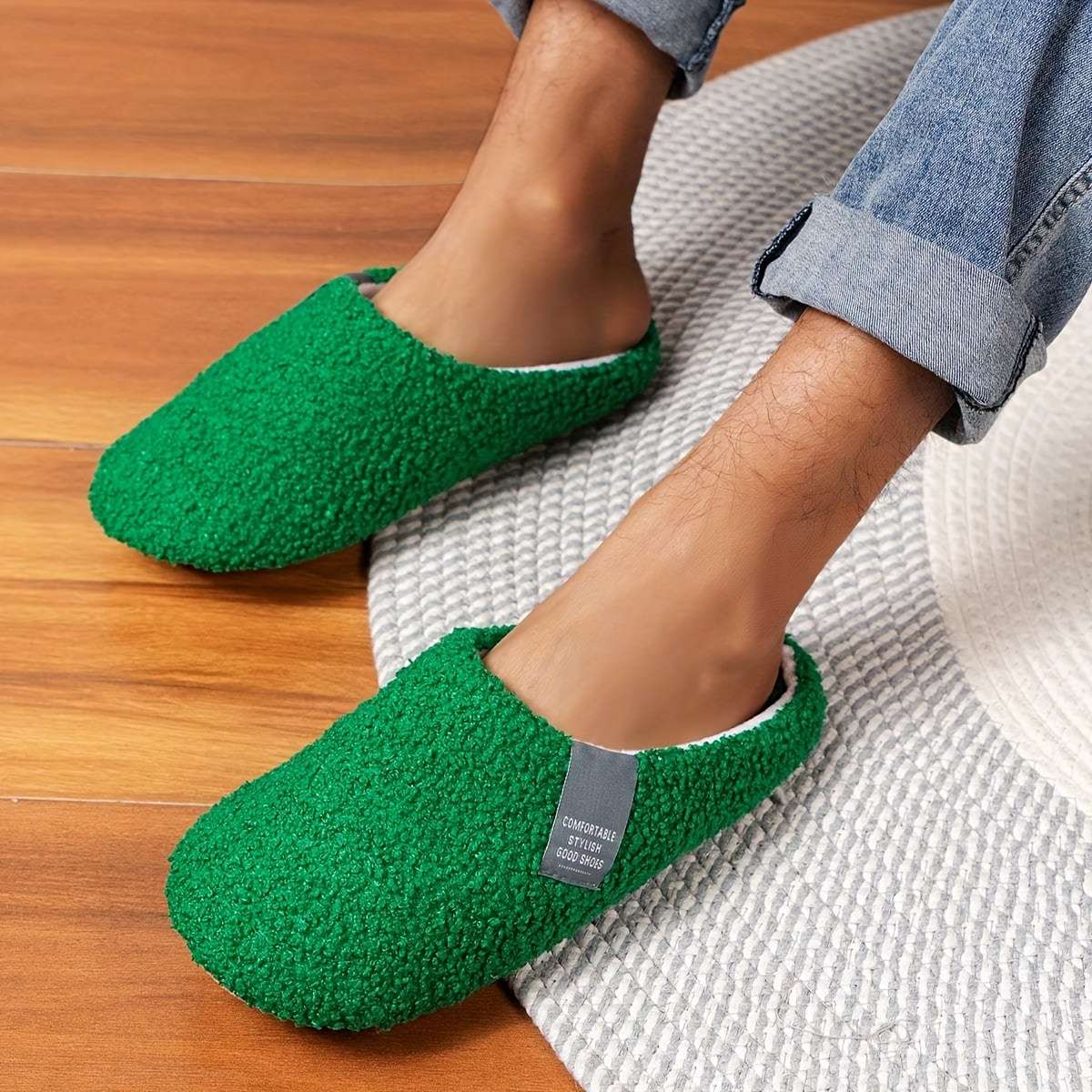 Cotton Slippers Color Green Sizeuk 5.5-6
