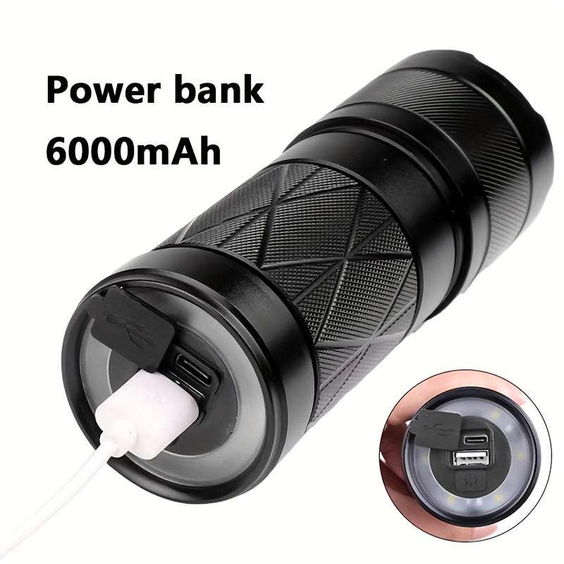 Versatile 1Pc Aluminum Alloy Outdoor Led Flashlight 6000Mah Travel Reliable