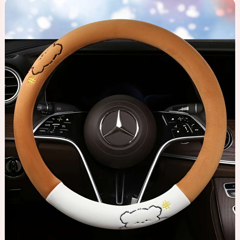 Car Steering Wheel Cover Black+Light White