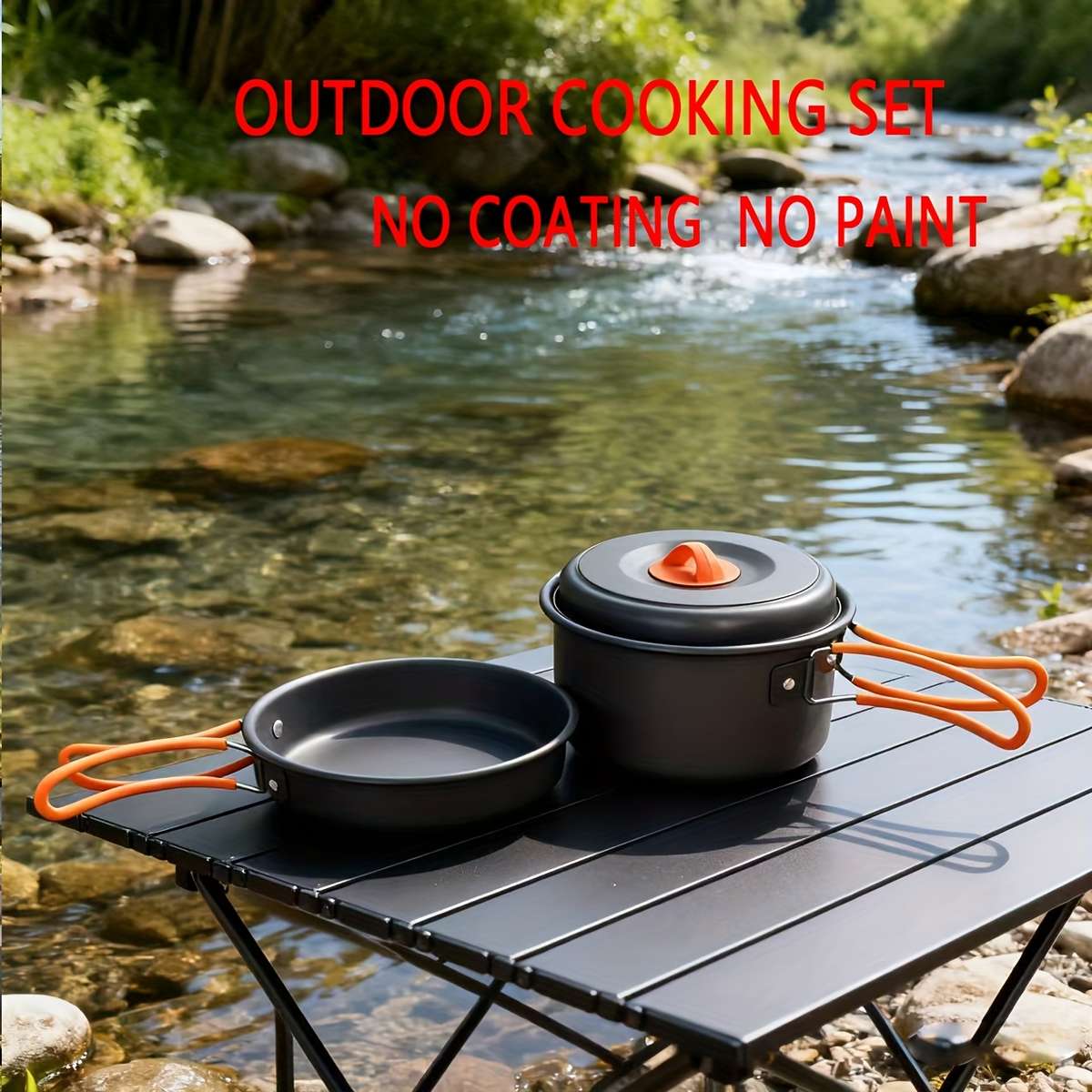 Orange 2-Piece Portable Camping Cookware Set