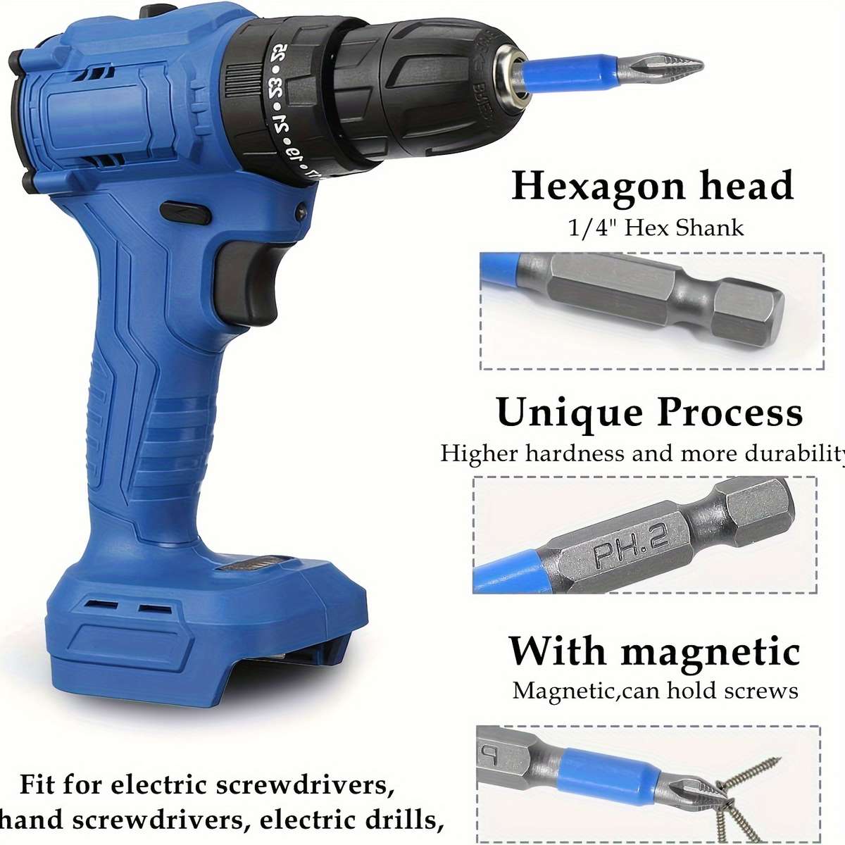 Screwdriver Bit Tool Set Color 6Pcs Non Slip Screwdriver