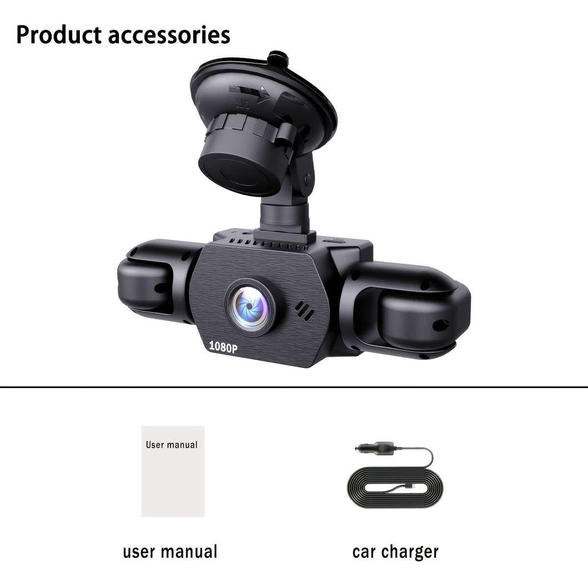 Dashcam Items Front Left Right Lens Capacity With 32Gb Memory Card