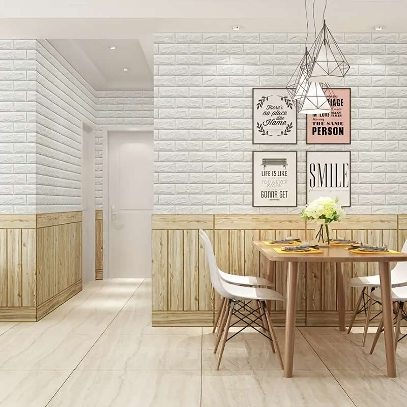 1pc 3D Wall Tile Stickers Self-Adhesive Foam Brick Patterns for Impact-Resistant Wallpaper Wa